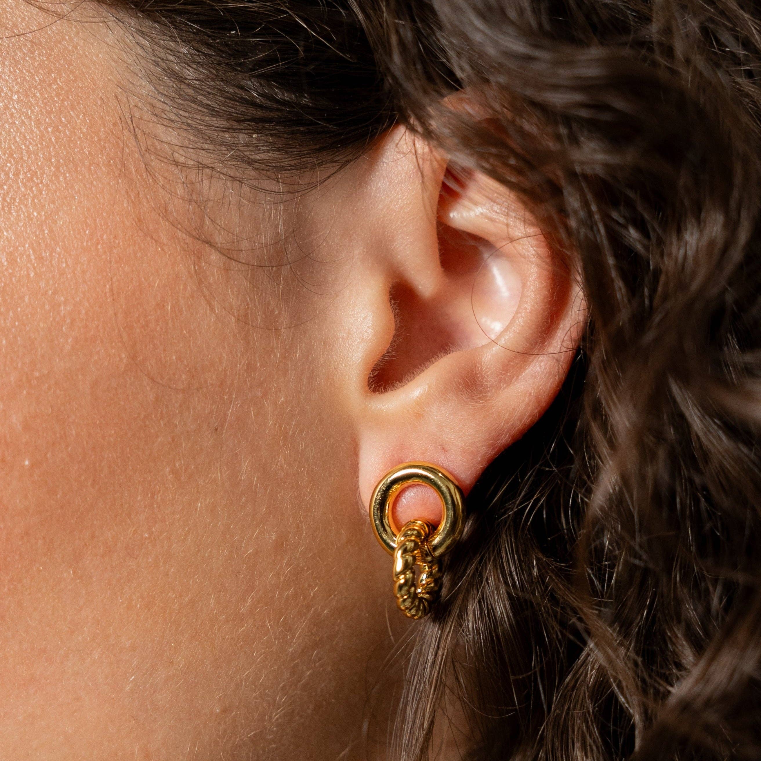 18K Gold Smooth and Twist Studs