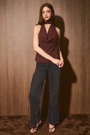 Sadie Scarf Top Dark Brown