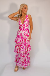 Rayne Ruffle Maxi Hot Pink Combo