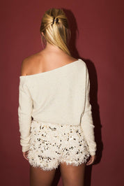 One Shoulder Sequin & Metallic Sweater