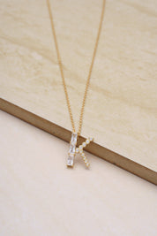 Mixed Crystal Initial 18k Gold Plated Necklace
