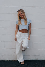 Hot Shot Printed Cropped Tea | Slate/White| Free People