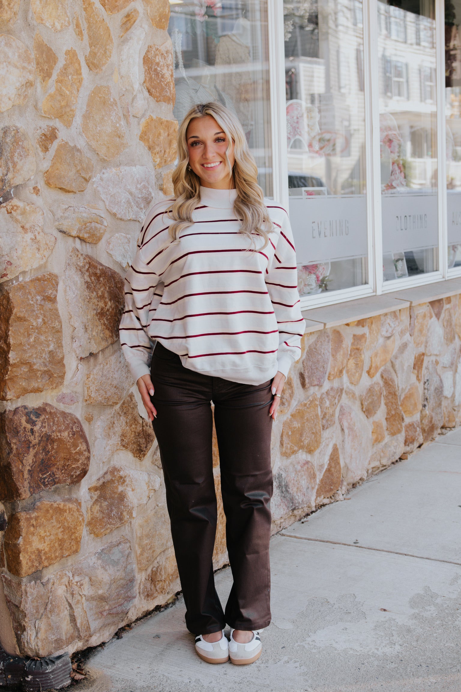 Ella High Rise Coated Brown Straight Jean by Hidden