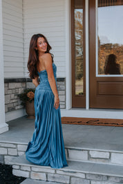 Florence Twist Front Bodice Plisse Maxi Dress in Slate | Lulus