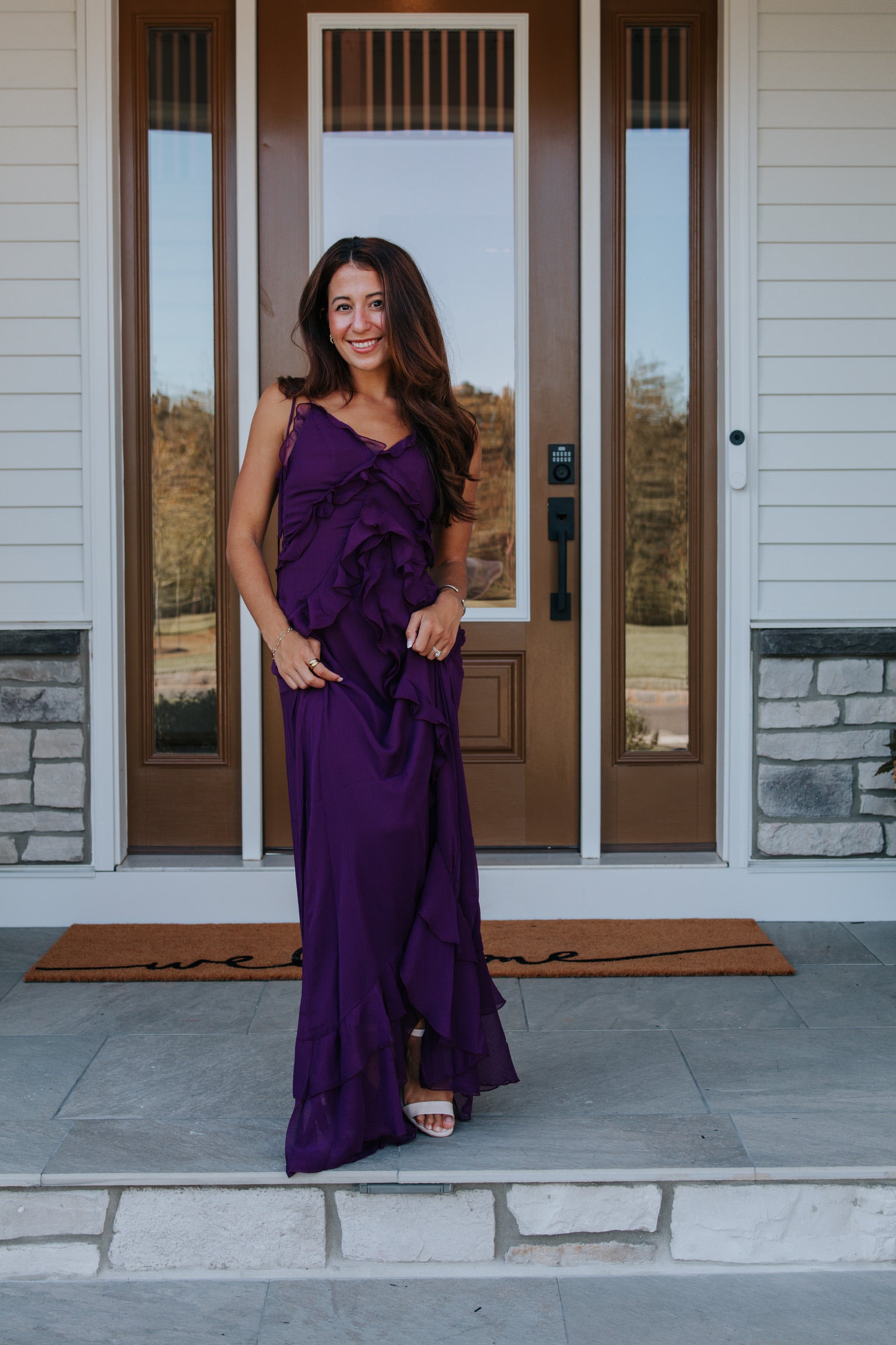Jamie Ruffled High Low Maxi Dress in Plum | Lulus