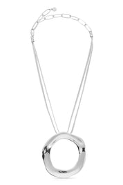 Open Circle Statement Necklace: Silver Plated / One Size