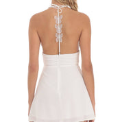 Butterfly Strap Halter Dress in White