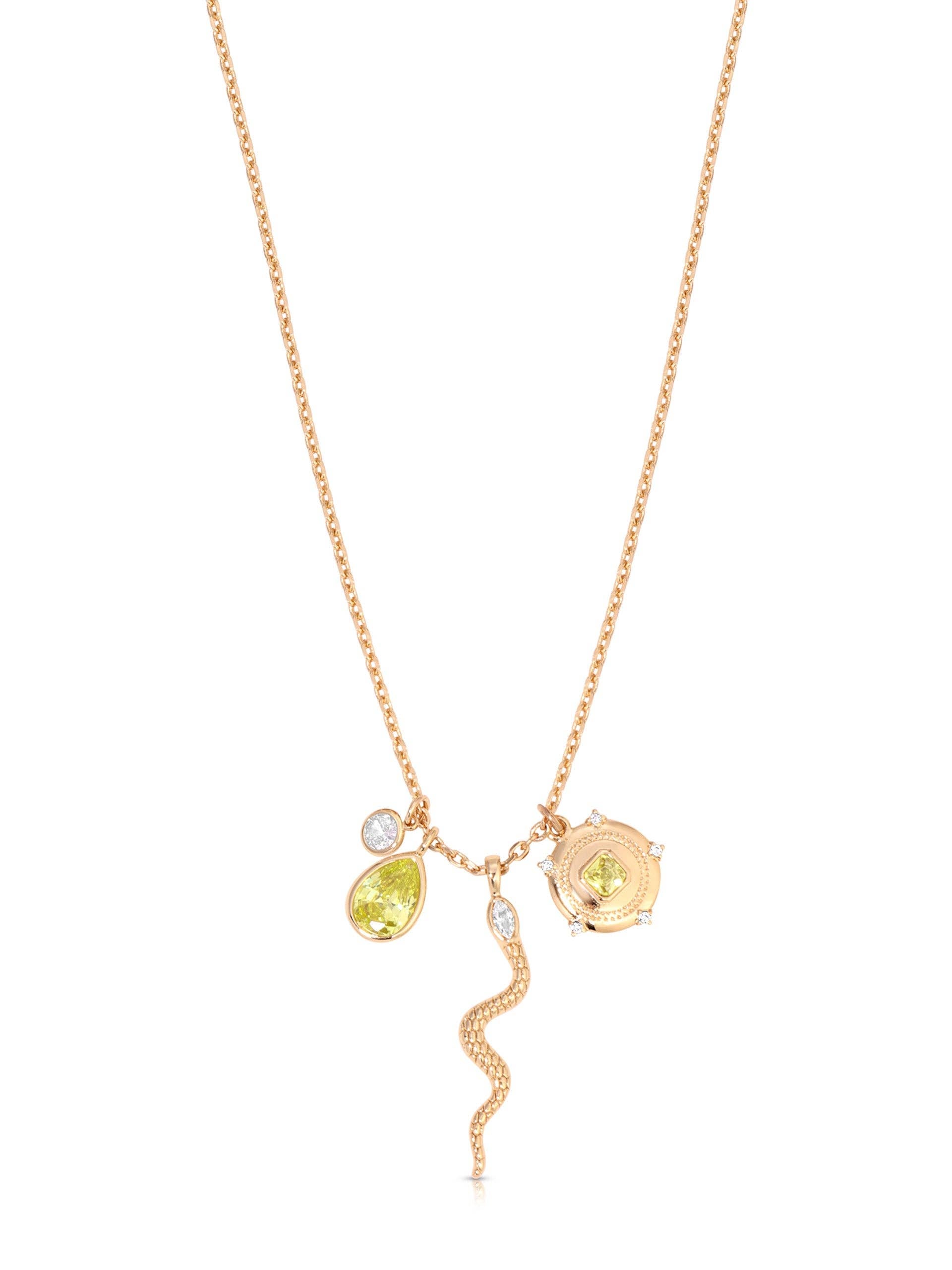 Serpentina Charm Necklace: Peridot with 18k Gold Plating / One Size