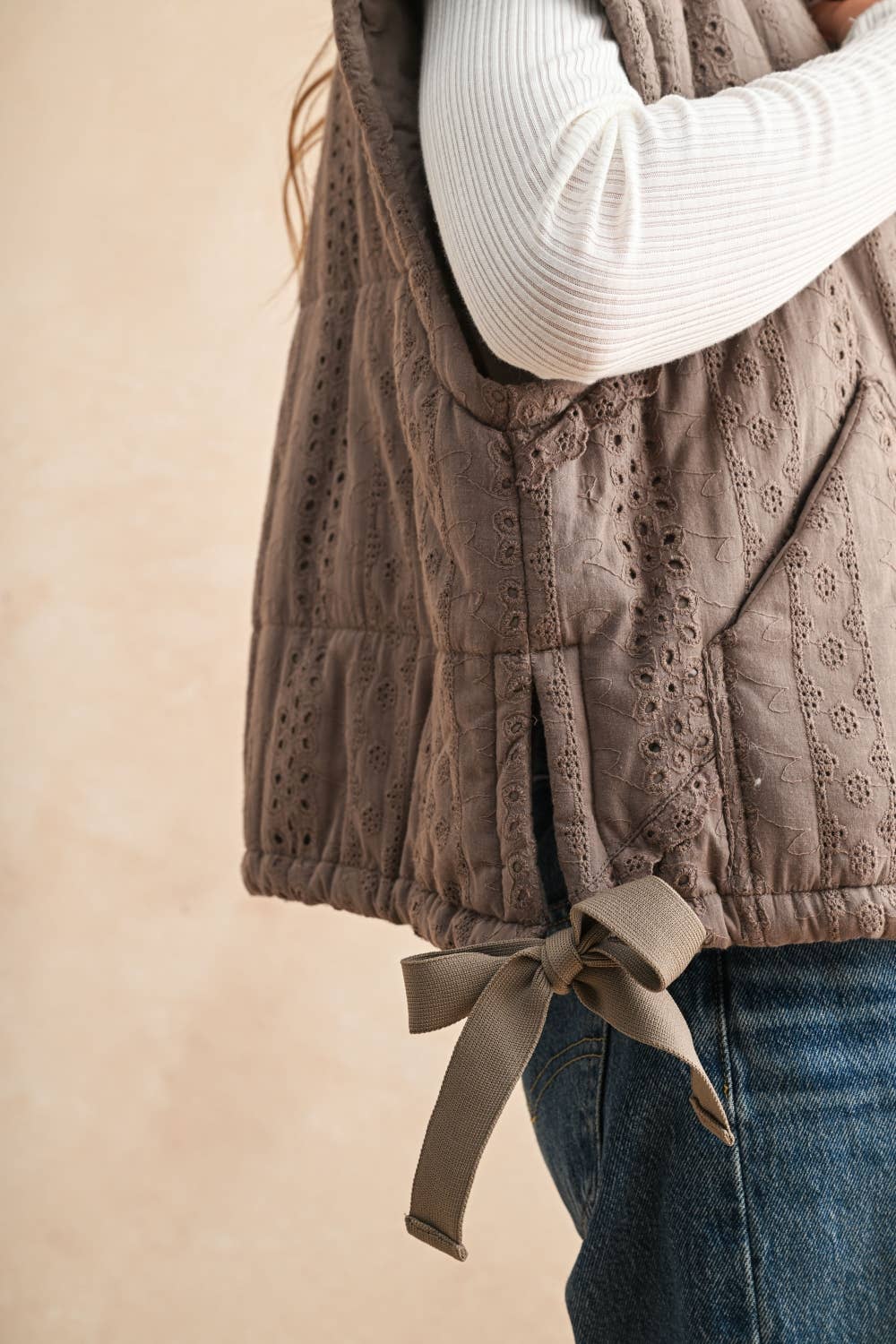 Crochet Lace Puffer Vest
