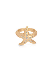 Starfish Luxe Ring: Clear Crystal with 18k Gold Plating