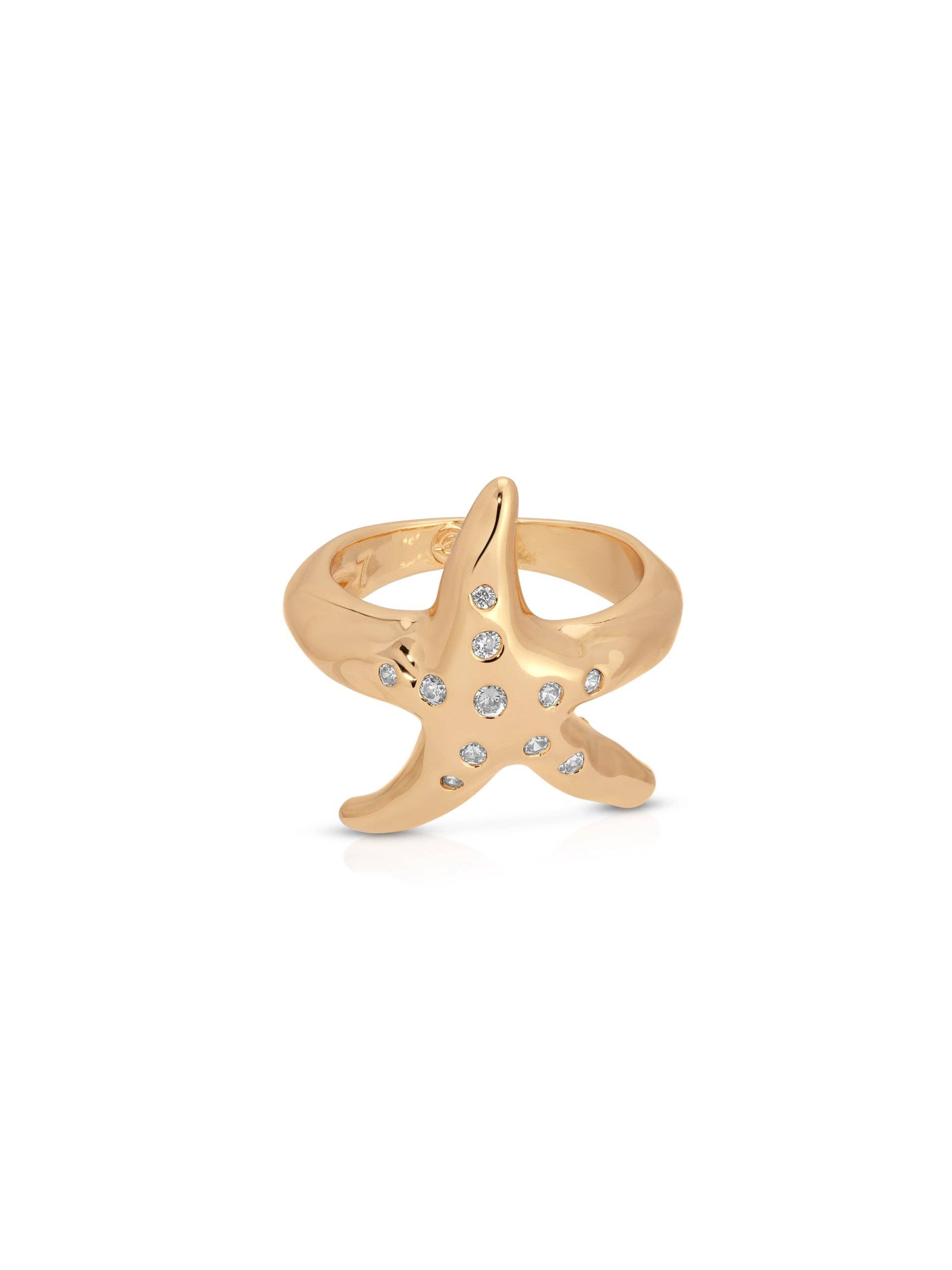 Starfish Luxe Ring: Clear Crystal with 18k Gold Plating