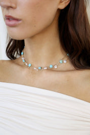 Dressed in Turquoise & Pearls Necklace: Turquoise / One Size