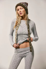 So Soft Seamless Modal Cable Long Sleeve in Heather Grey | Free People