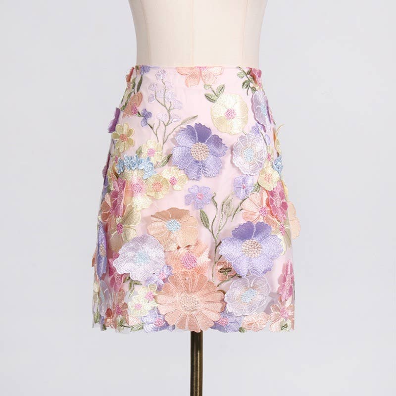 Floral Embroidery Two Piece Multi-Colored
