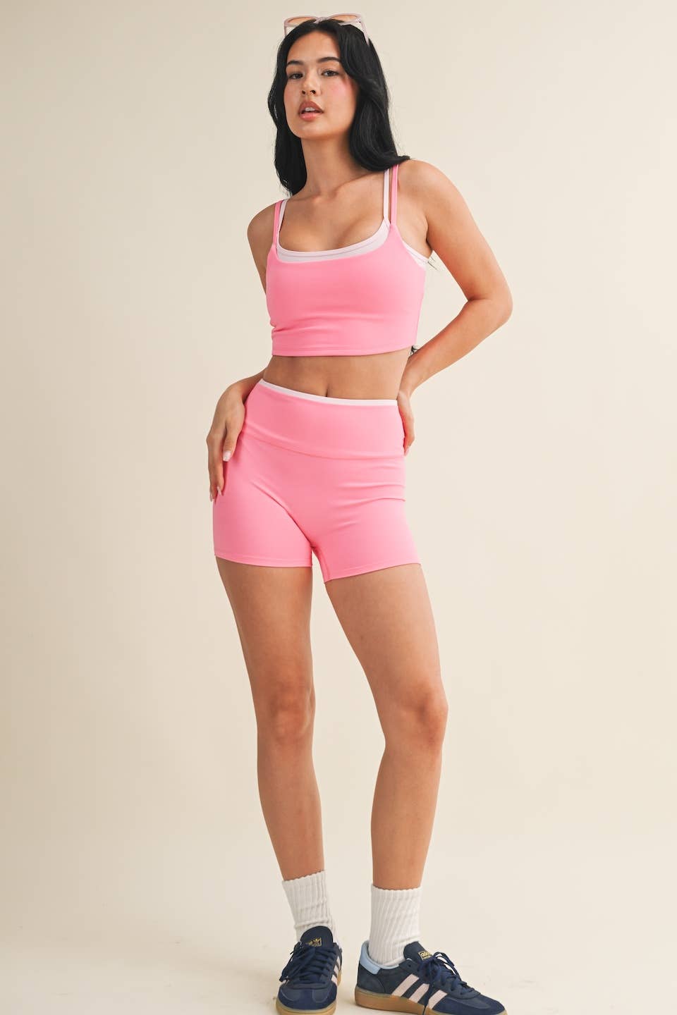 Double Layered Tank Top: Hot Pink Combo