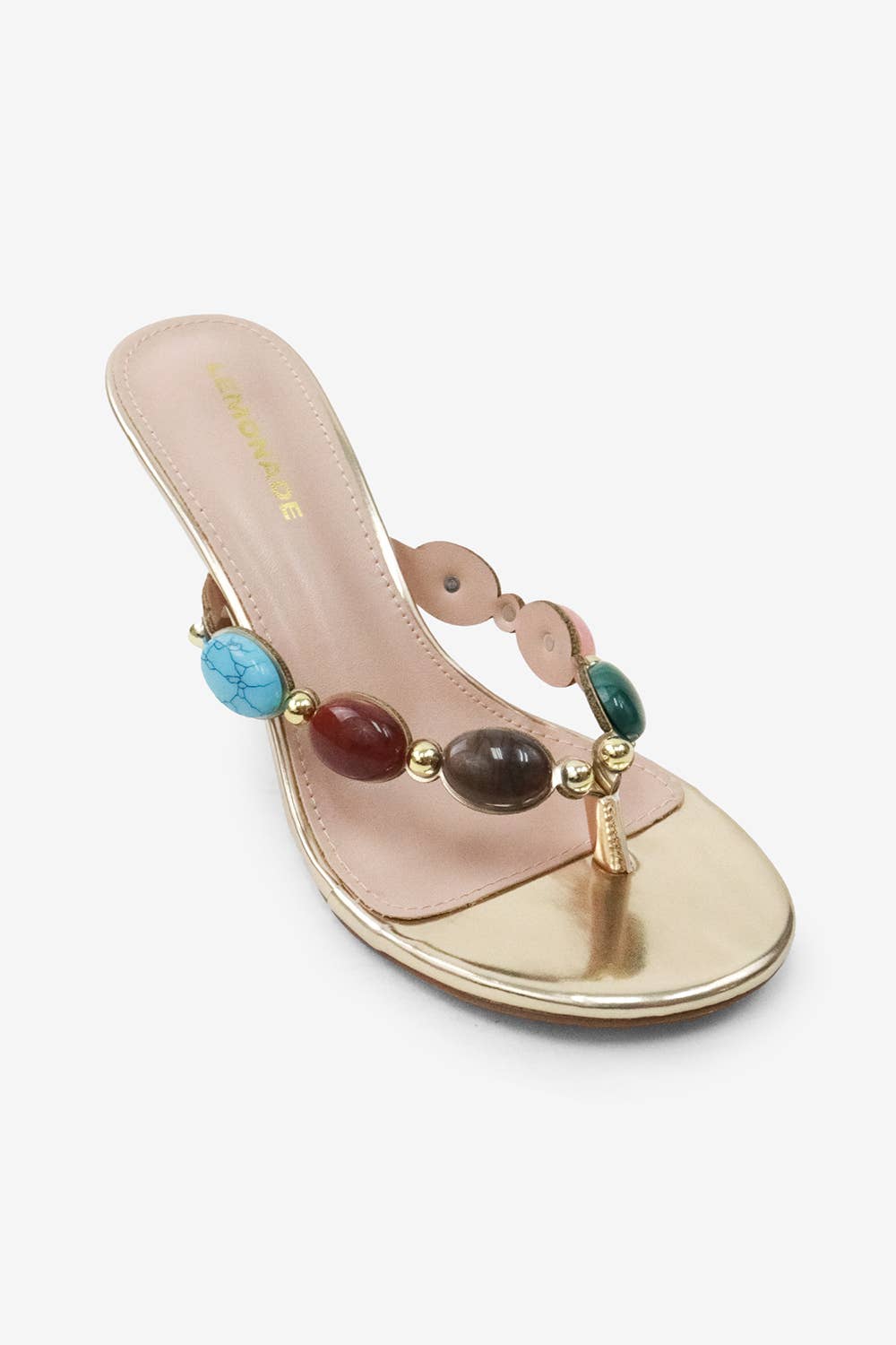 NINA - Beaded Thong Heel in Gold