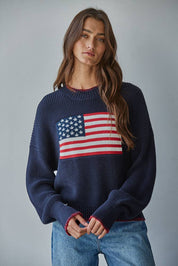 Americana Stitched Sweater Navy