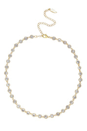 Crystal Disc and 18k Gold Plated Link Necklace: Clear Crystals / One Size