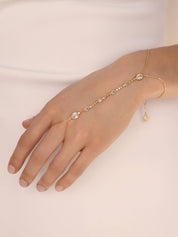 Dripping Crystal Hand Chain: Clear Crystal with Silver Plating / One Size