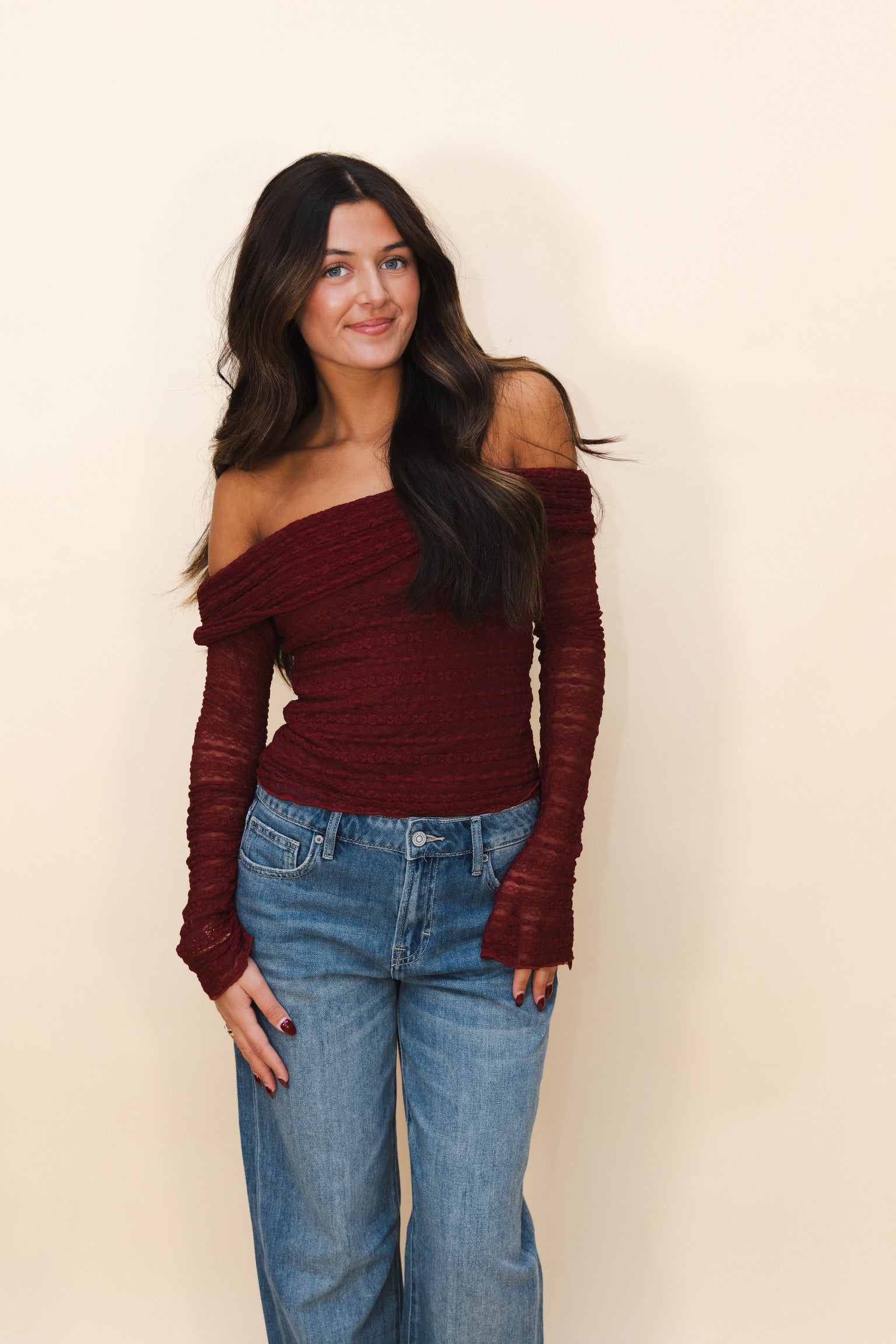 Leighann Lace Top Wine