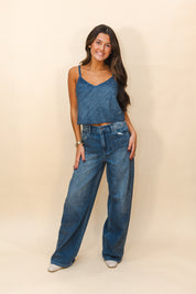 Alyx Mid Rise Oversized Baggy Fit with Rhinestones