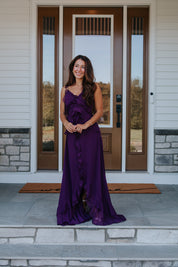 Jamie Ruffled High Low Maxi Dress in Plum | Lulus