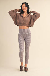 Knit Zip Up Hoodie Sweater Pink