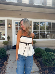 Coquette Cream Top Blk/Wht