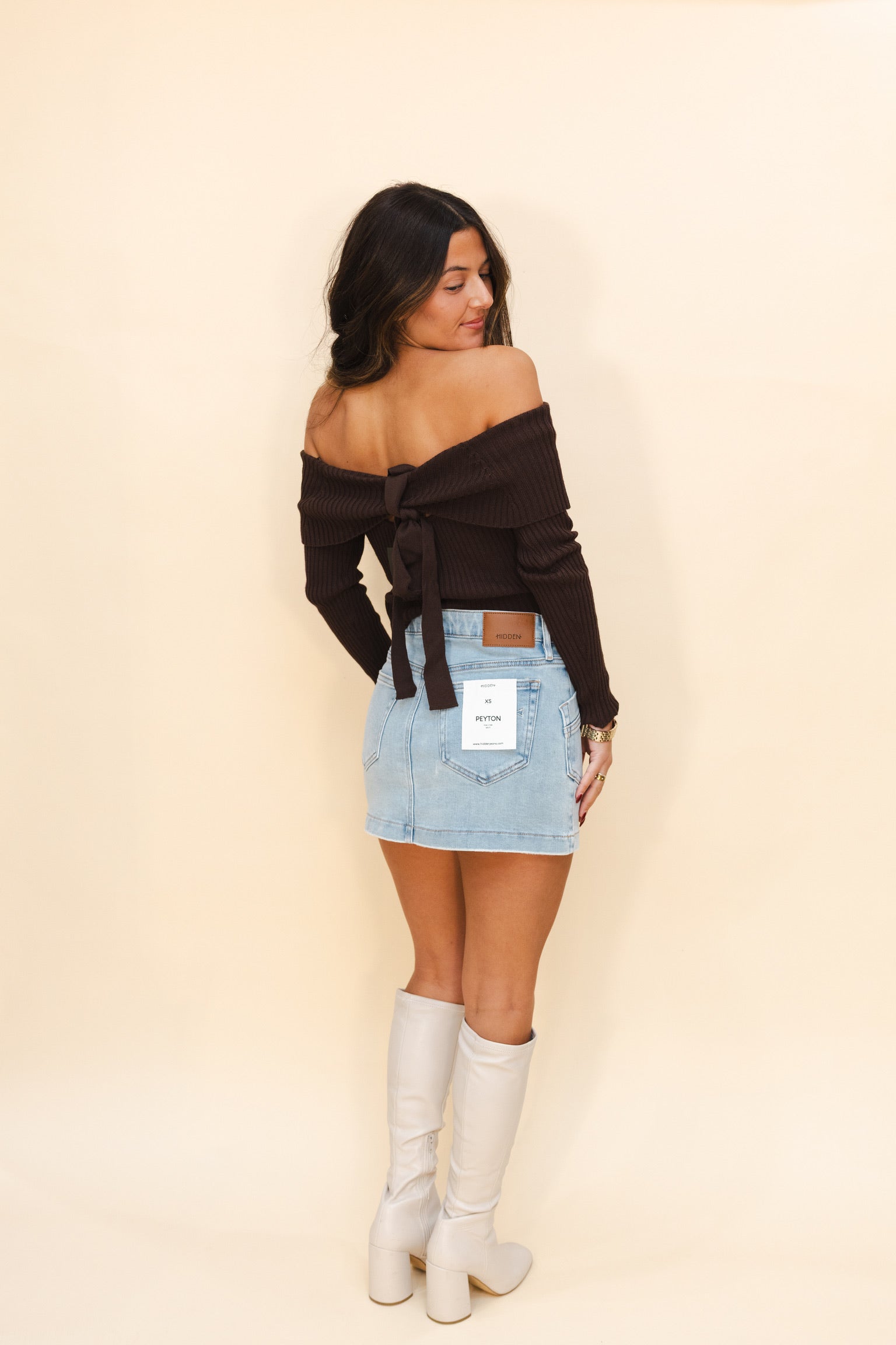 Kerianne Off The Shoulder Top Brown