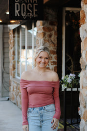 My Fave Off The Shoulder Shirt Mauve