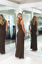 Chic Mesh Polka Dot Maxi Dress