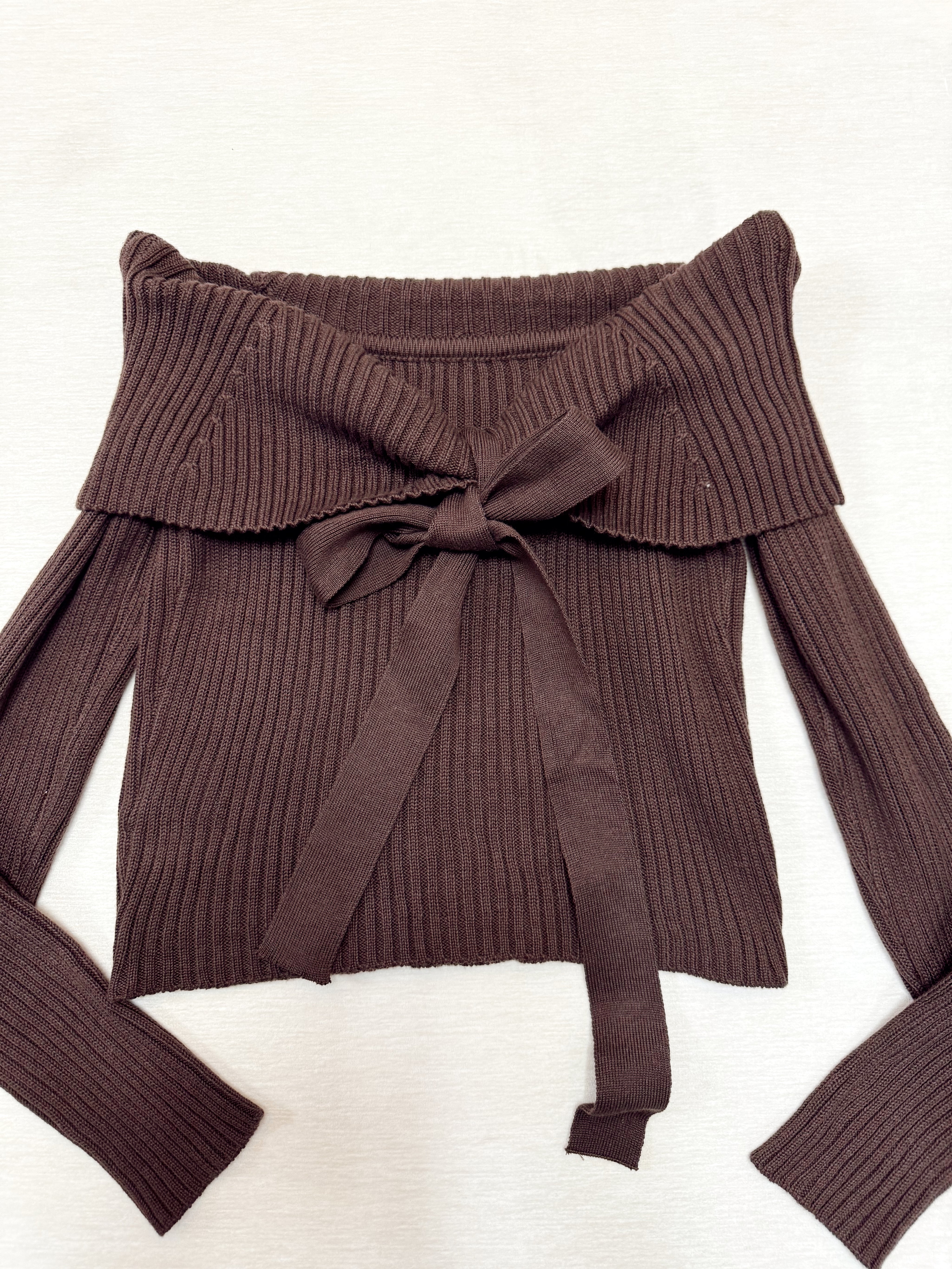 Kerianne Off The Shoulder Top Brown