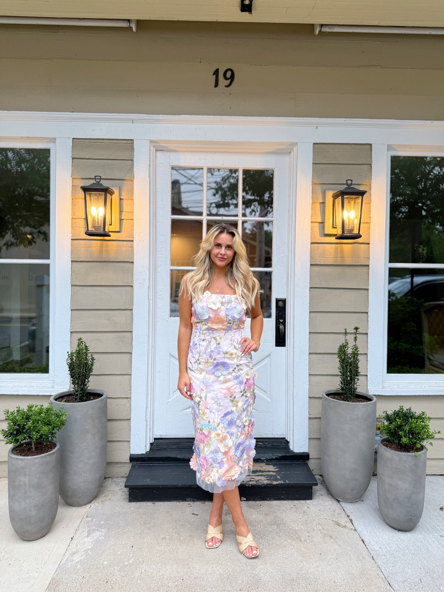 Floral Embroidered Slim Tube Dress in Purple