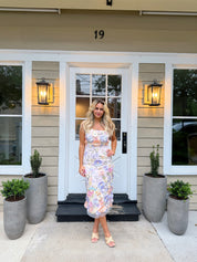 Floral Embroidered Slim Tube Dress in Purple