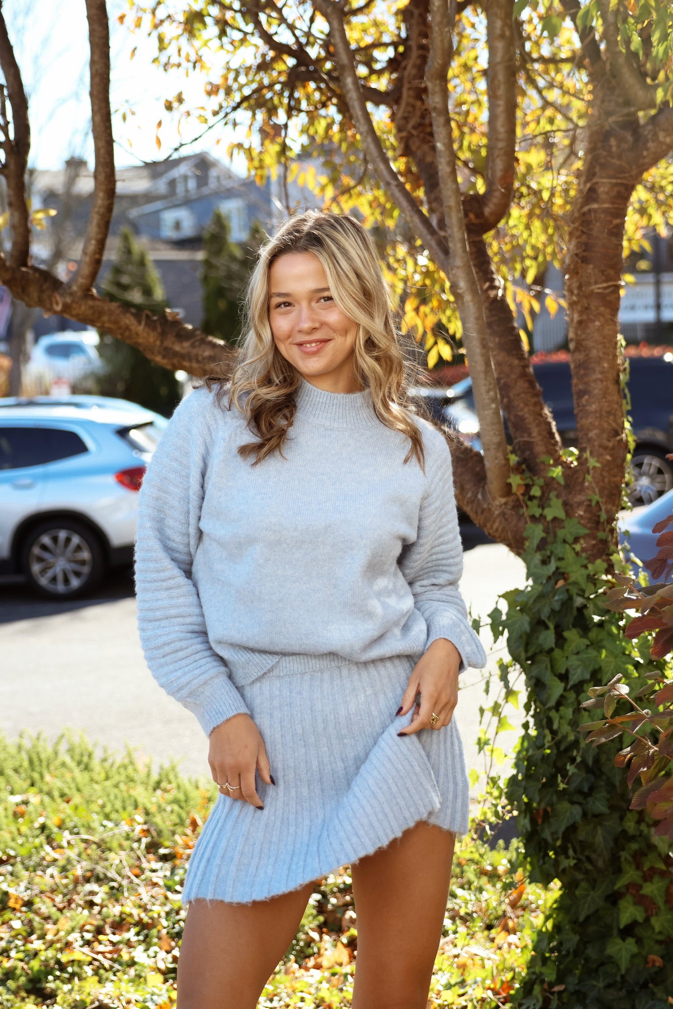 Blue Sweater Sweater Skirt And Sweater Set Gabrielle Blue Sweater