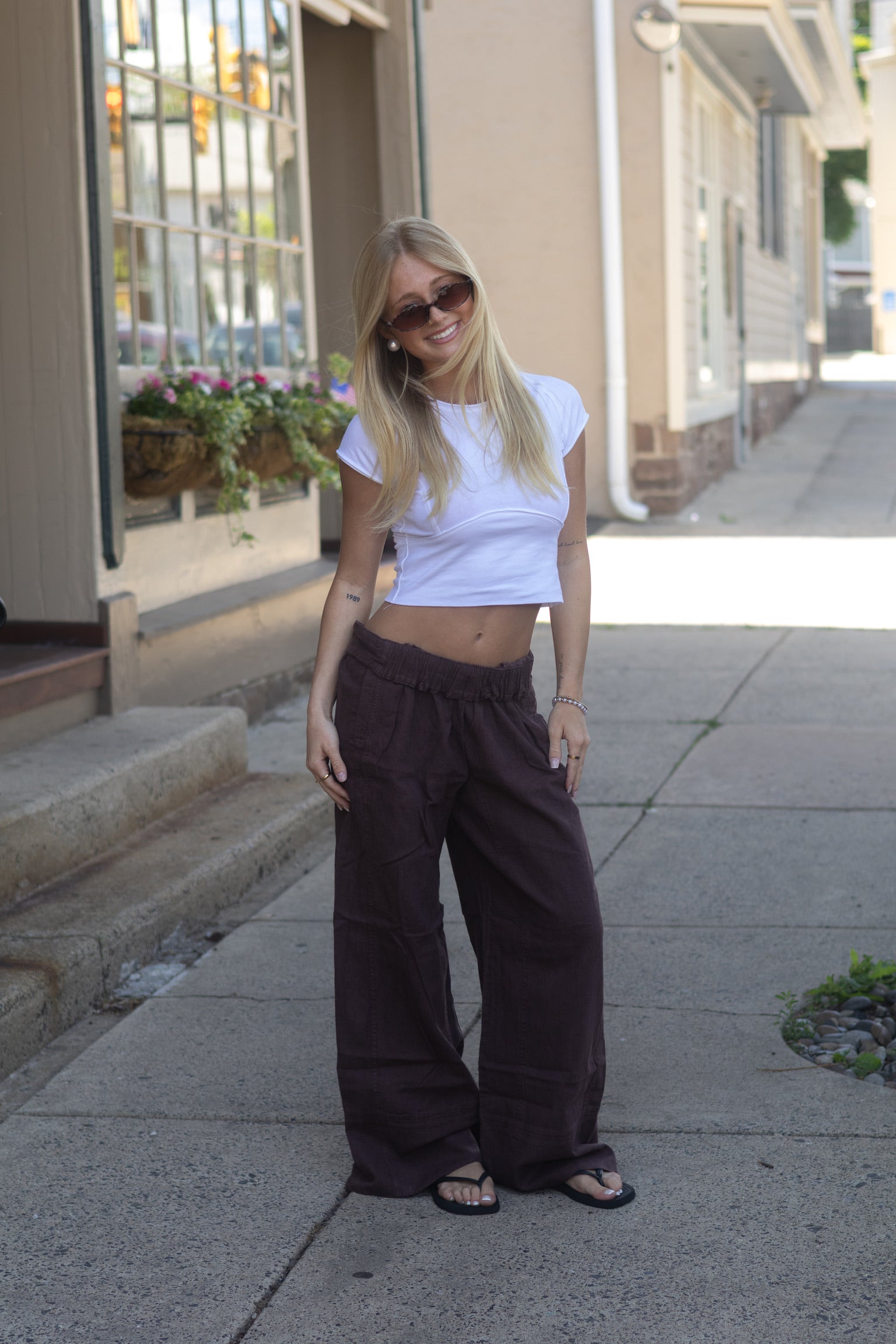 Days End Linen Pull On Pants | Double Espresso | Free People
