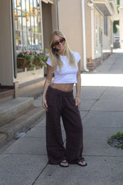 Days End Linen Pull On Pants | Double Espresso | Free People