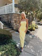 Evee Strapless Maxi Dress in Yellow