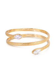 Marquise Coiled Bangle: Clear Crystal with 18k Gold Plating