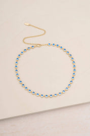 Crystal Disc and 18k Gold Plated Link Necklace: Clear Crystals / One Size