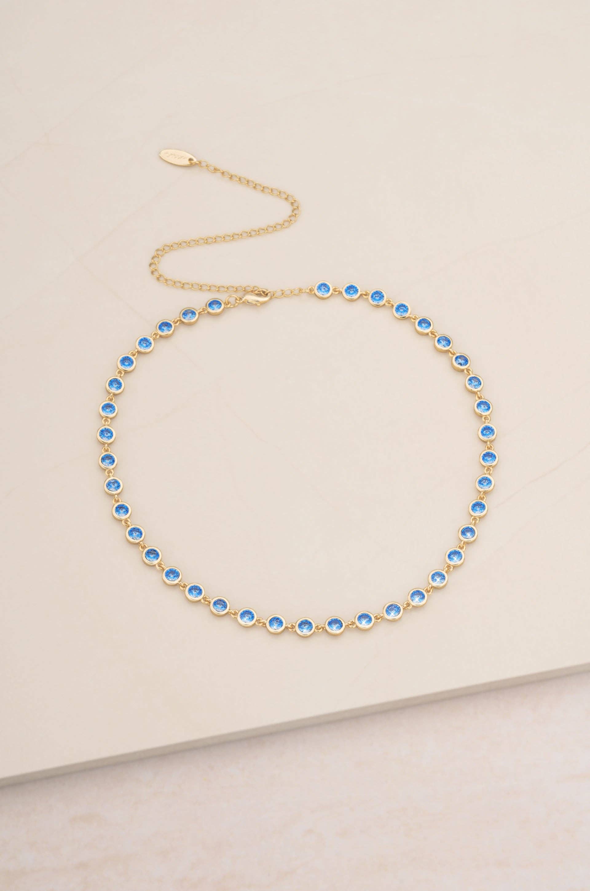 Crystal Disc and 18k Gold Plated Link Necklace: Clear Crystals / One Size