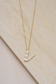 Mixed Crystal Initial 18k Gold Plated Necklace