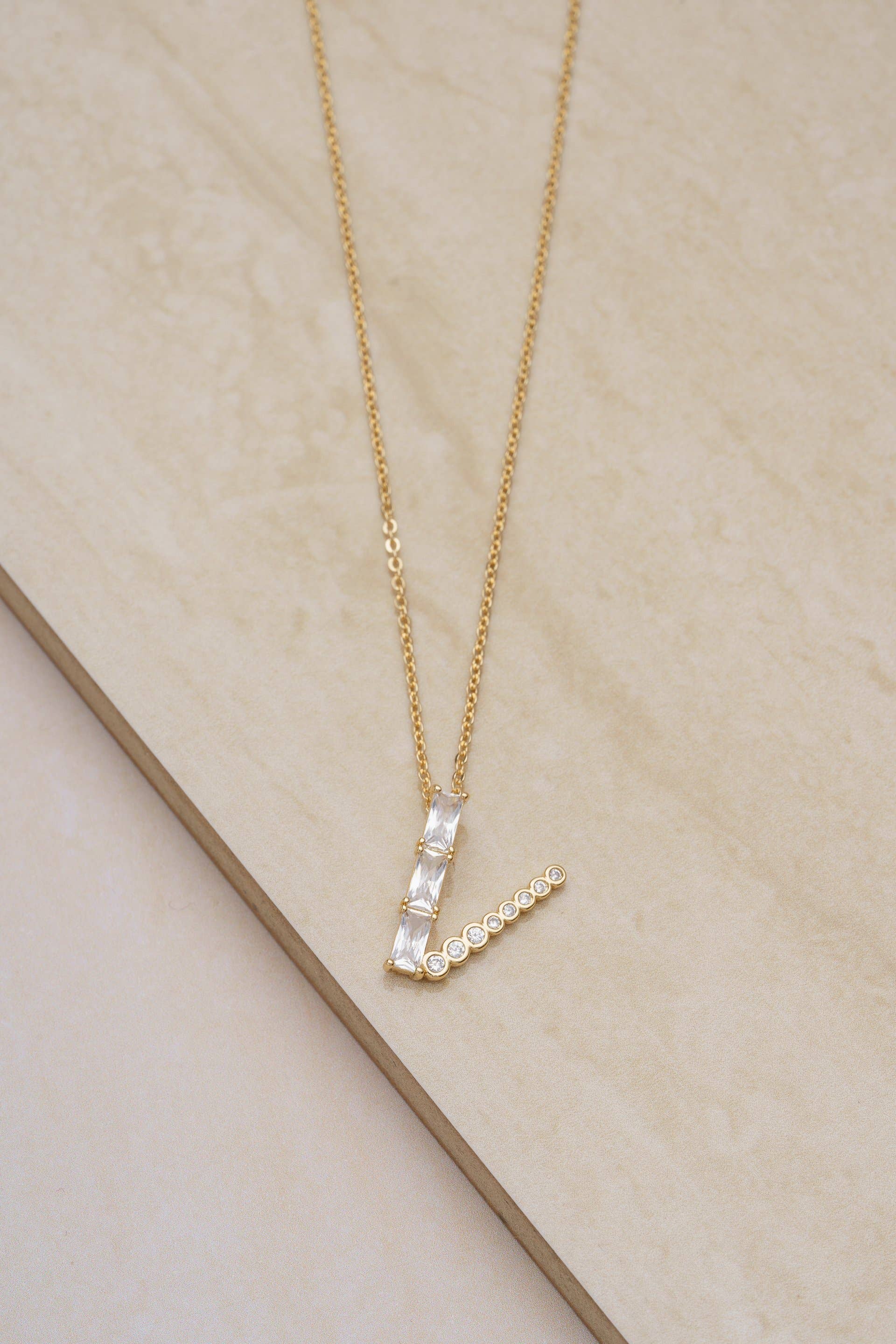 Mixed Crystal Initial 18k Gold Plated Necklace