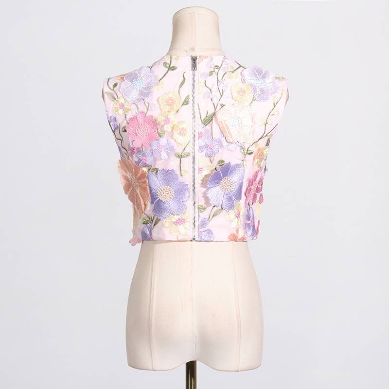 Floral Embroidery Two Piece Multi-Colored
