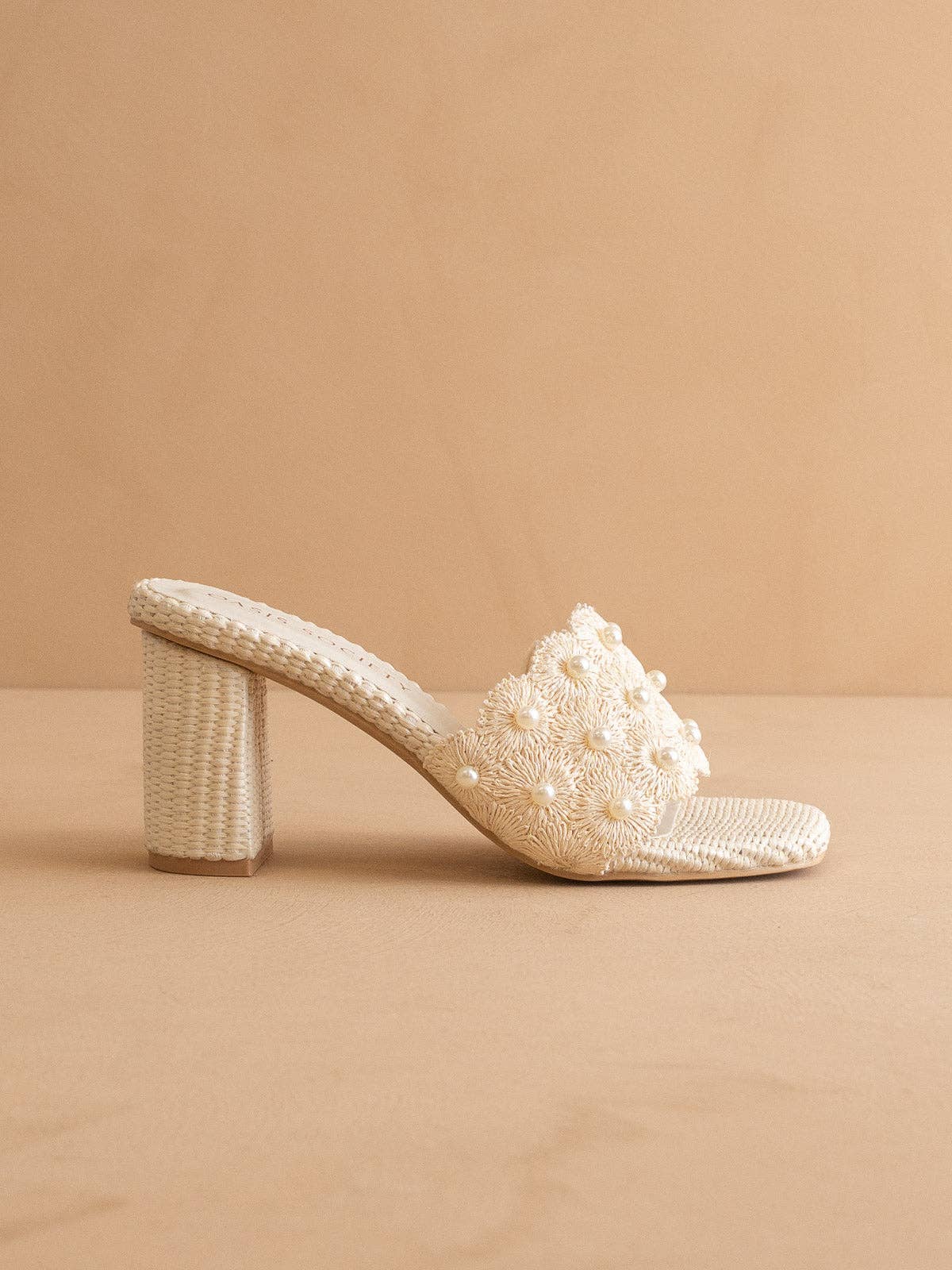 The Holland | Ivory Pearl Raffia Block Heel Mule: IVORY