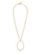 Large Oval Pendant Chain Link Necklace: 18k Gold Plated / One Size