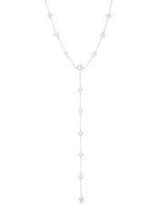 Dripping Pearl Lariat Necklace: Pearl with 18k Gold Plating / One Size