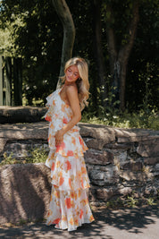 Mabel Tiered Maxi Orange/White