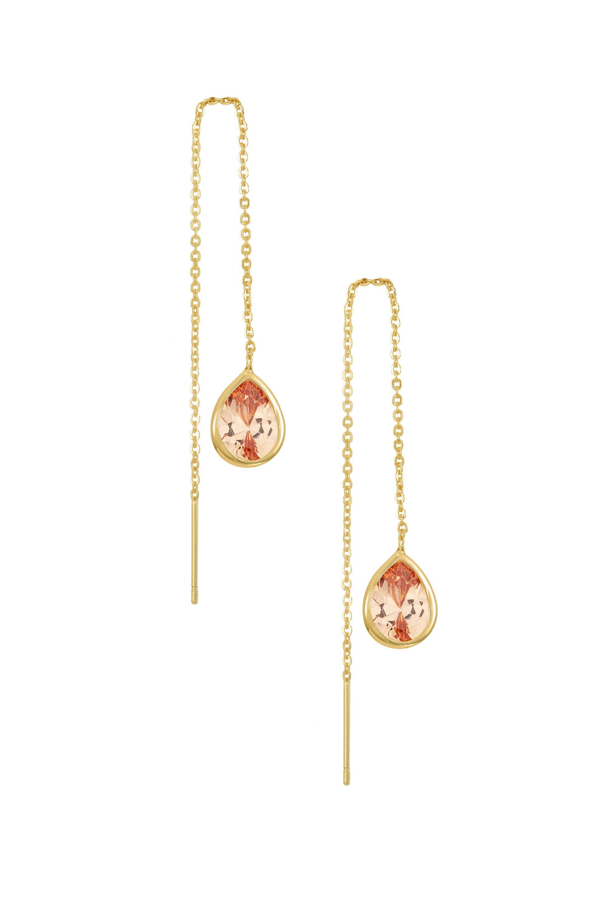 Barely There Chain and Crystal Dangle Earrings: Light Topaz Crystals with 18k Gold Plating