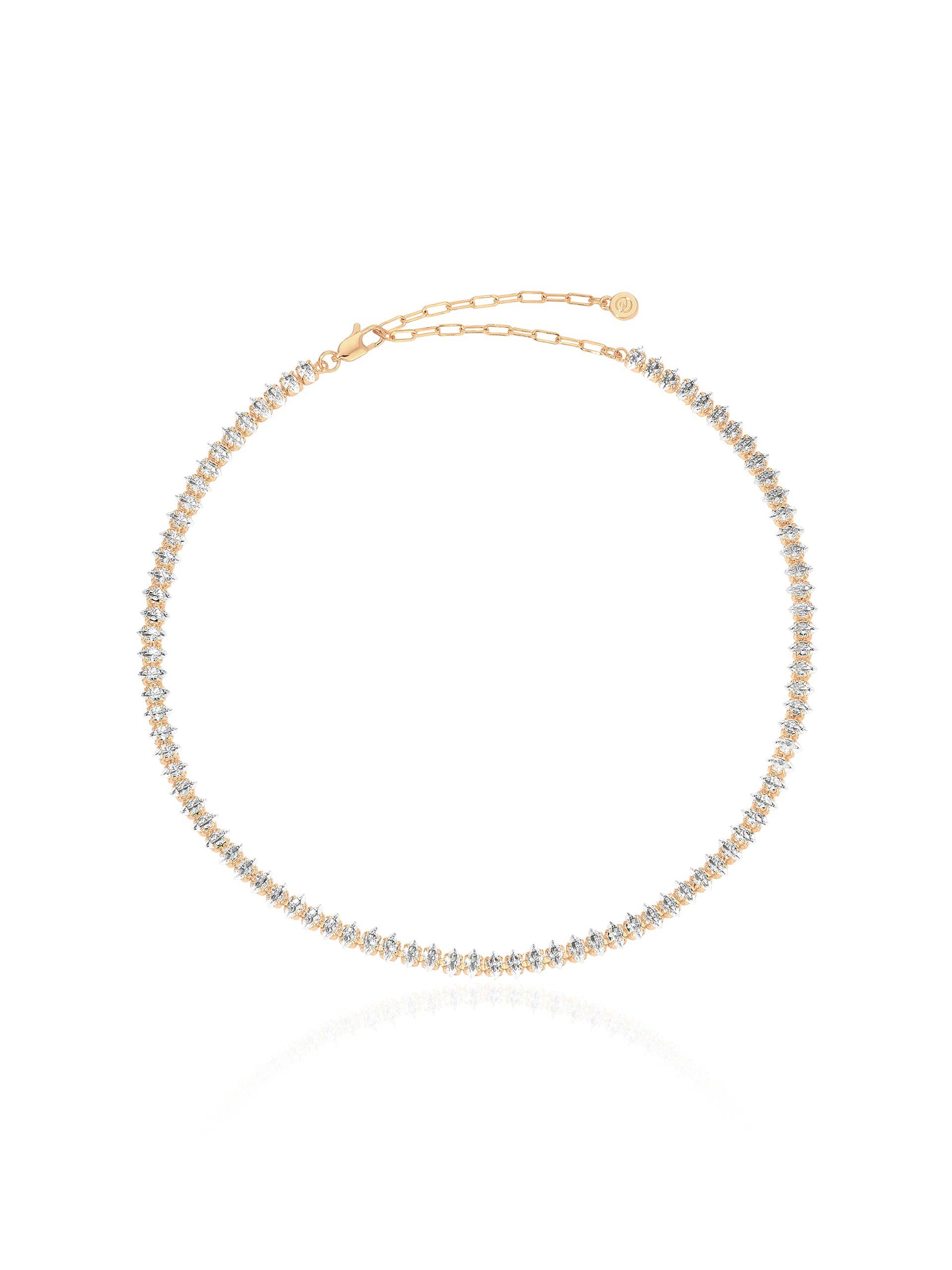 Marquise Necklace: Clear Crystal with 18k Gold Plating